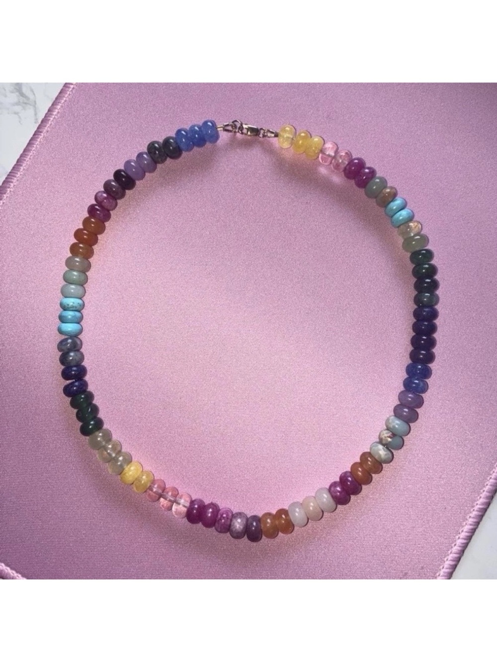 Multicolor Beaded Necklace - Rainbow Gemstone Beads